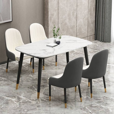 Minimalist-6-Seater-White-Marble-Dining-Table-Tabletop-Black-Metal-Legs-130cm