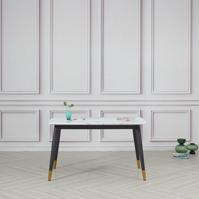 Minimalist-6-Seater-White-Marble-Dining-Table-Tabletop-Black-Metal-Legs-130cm