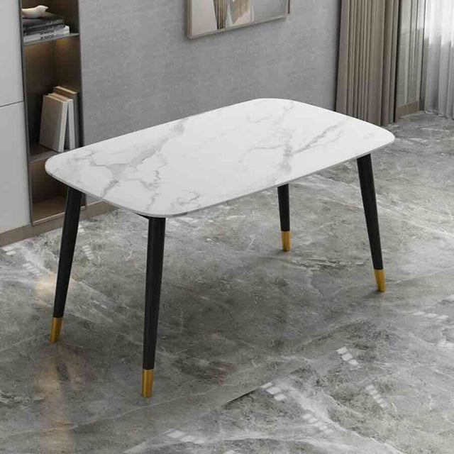 Minimalist-6-Seater-White-Marble-Dining-Table-Tabletop-Black-Metal-Legs-130cm