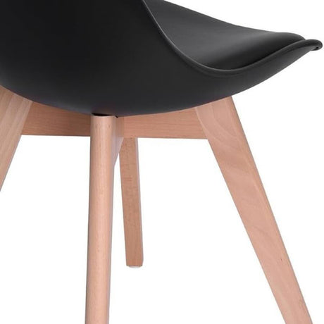 Minimalist-Black-Plastic-Cushioned-Dining-Chair-Wooden-Beech-Legs