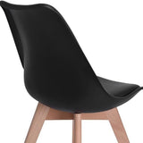 Minimalist-Black-Plastic-Cushioned-Dining-Chair-Wooden-Beech-Legs