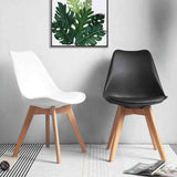 Kinsale Classic Dining Chair Set of 4 With PU Leather Cushion & Wooden Beech Legs