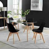 Kinsale Classic Dining Chair Set of 4 With PU Leather Cushion & Wooden Beech Legs