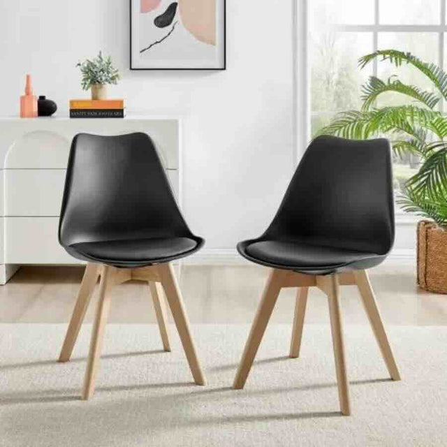 Kinsale Classic Dining Chair Set of 4 With PU Leather Cushion & Wooden Beech Legs