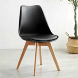 Minimalist-Black-Plastic-Cushioned-Dining-Chair-Wooden-Beech-Legs