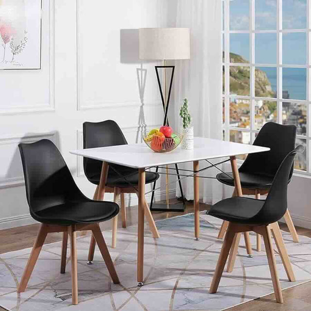 Kinsale Classic Dining Chair Set of 4 With PU Leather Cushion & Wooden Beech Legs