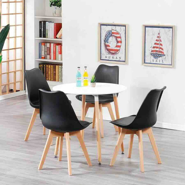 Kinsale Classic Dining Chair Set of 4 With PU Leather Cushion & Wooden Beech Legs