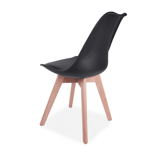 Minimalist-Black-Plastic-Cushioned-Dining-Chair-Wooden-Beech-Legs