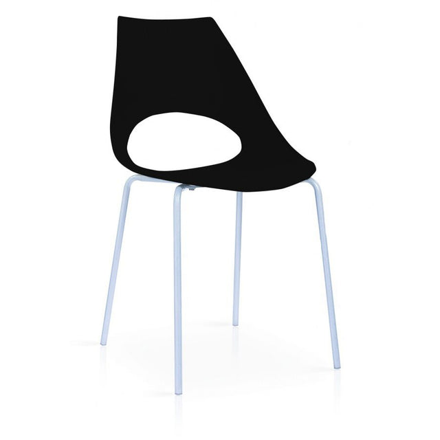 Minimalist-Black-Plastic-Open-Back-Dining-Chair-With-Chrome-Metal-Legs-Set-of-6