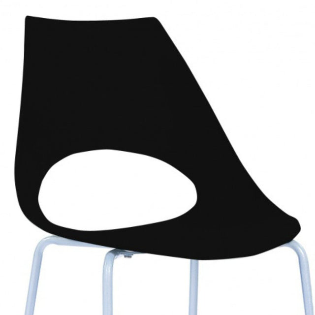 Minimalist-Black-Plastic-Open-Back-Dining-Chair-With-Chrome-Metal-Legs-Set-of-6