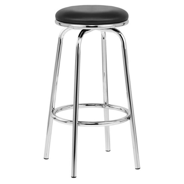 Minimalist-Black-leather-swivel-bar-stool-with-chrome-metal-frame