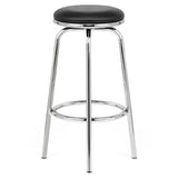 Minimalist-Black-leather-swivel-bar-stool-with-chrome-metal-frame