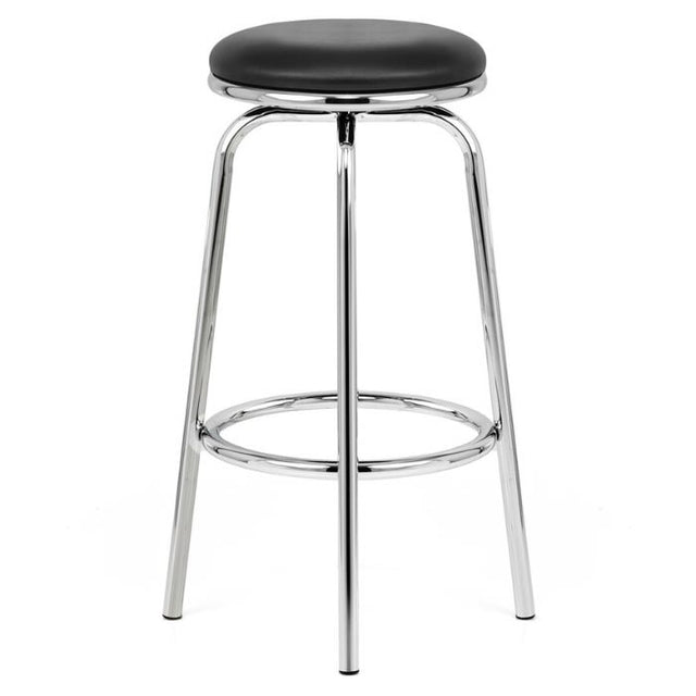 Minimalist-Black-leather-swivel-bar-stool-with-chrome-metal-frame