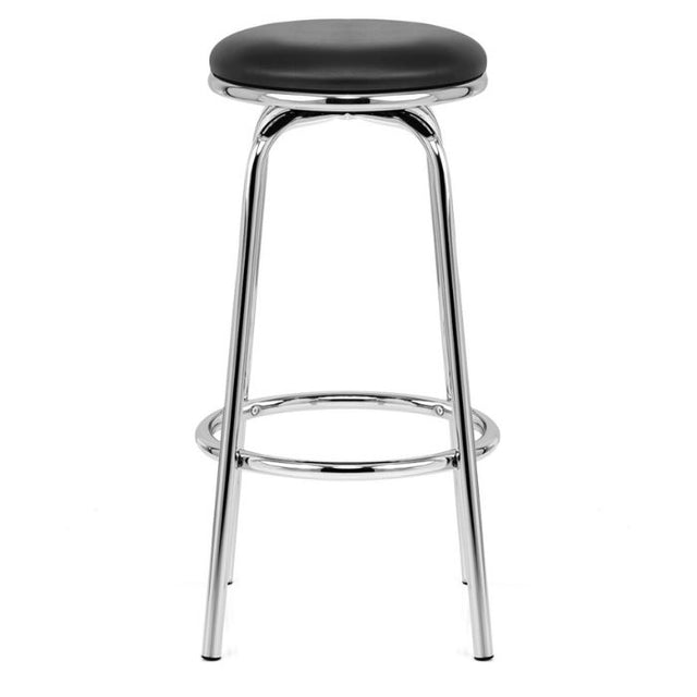 Minimalist-Black-leather-swivel-bar-stool-with-chrome-metal-frame