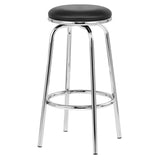 Minimalist-Black-leather-swivel-bar-stool-with-chrome-metal-frame