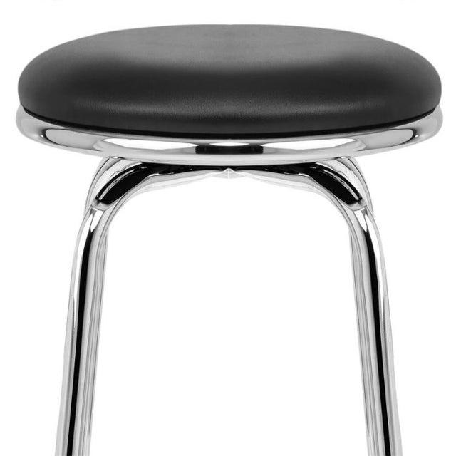 Minimalist-Black-leather-swivel-bar-stool-with-chrome-metal-frame