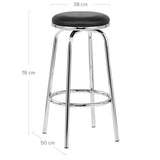 Minimalist-Black-leather-swivel-bar-stool-with-chrome-metal-frame