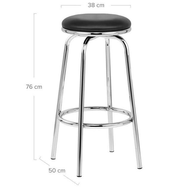 Minimalist-Black-leather-swivel-bar-stool-with-chrome-metal-frame