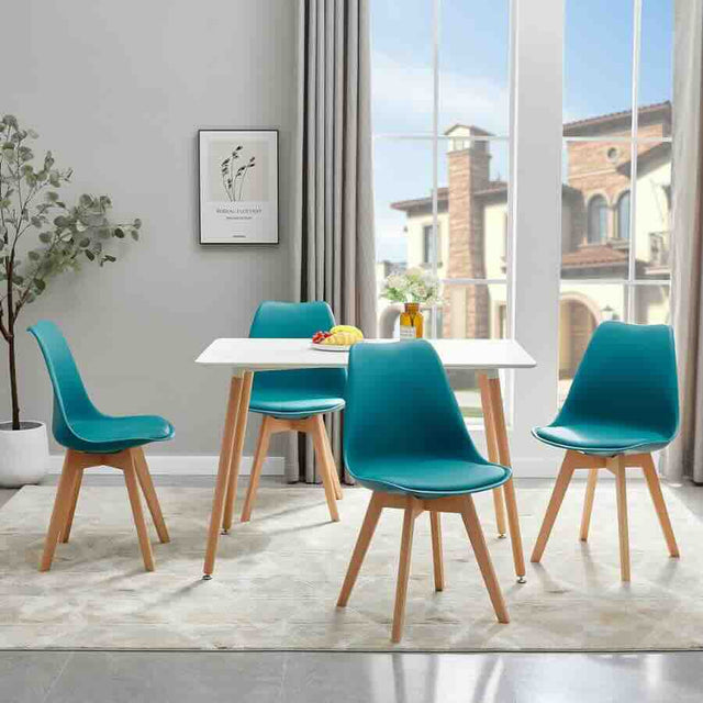 Kinsale Classic Dining Chair Set of 4 With PU Leather Cushion & Wooden Beech Legs