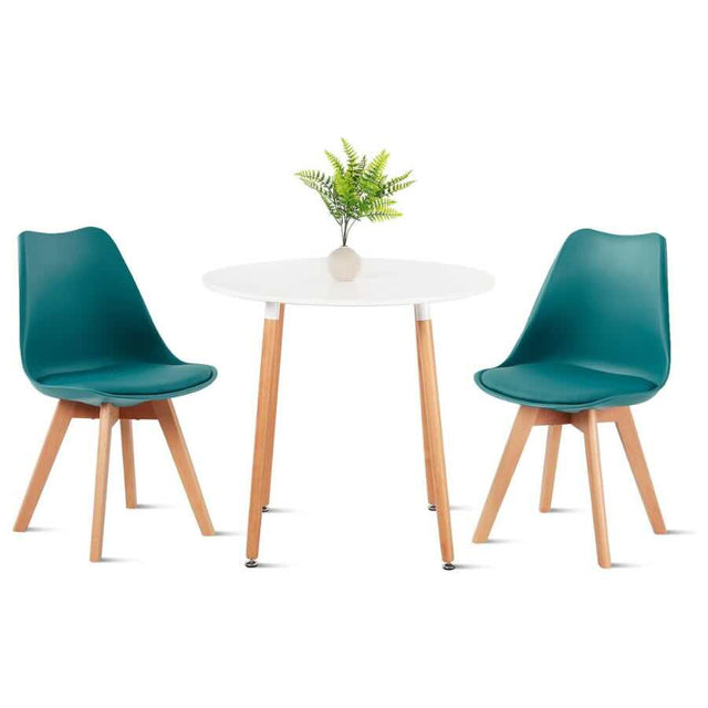 Kinsale Classic Dining Chair Set of 4 With PU Leather Cushion & Wooden Beech Legs