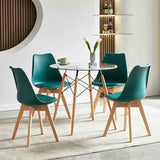 Kinsale Classic Dining Chair Set of 4 With PU Leather Cushion & Wooden Beech Legs