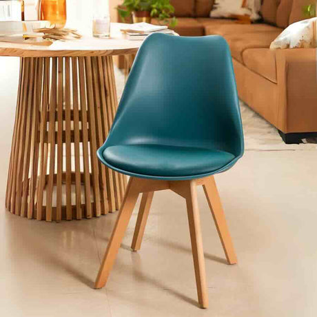 Kinsale Classic Dining Chair Set of 4 With PU Leather Cushion & Wooden Beech Legs