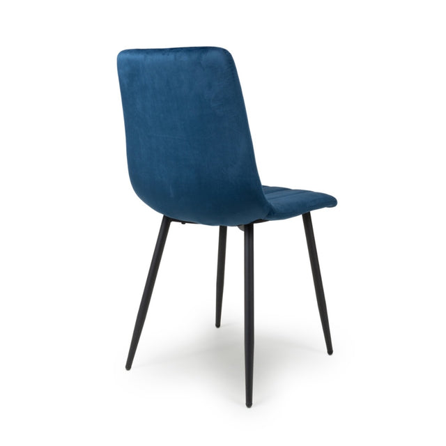    Minimalist-Blue-Velvet-Dining-Chair-Vertical-Stitching-Black-Metal-Legs