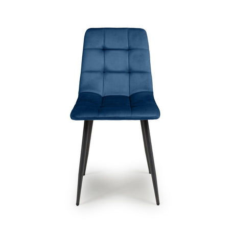 Minimalist-Blue-Velvet-Dining-Chair-Waffle-Back-Black-Dining-Legs-Set