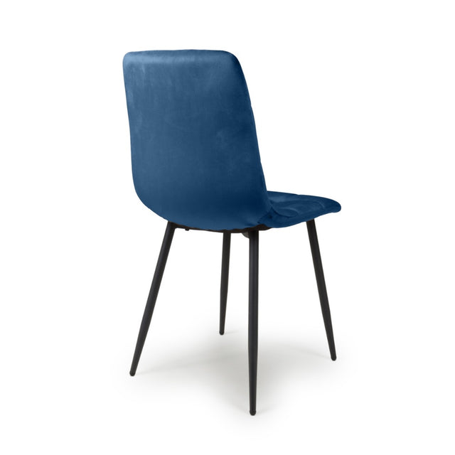 Minimalist-Blue-Velvet-Dining-Chair-Waffle-Back-Black-Dining-Legs-Set-of-2