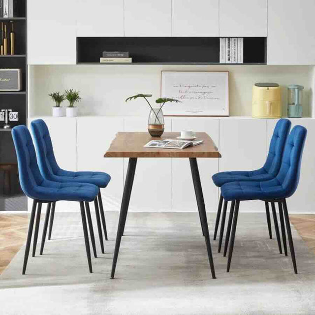 Minimalist-Blue-Velvet-Dining-Chair-Waffle-Back-Black-Dining-Legs-Set-of-4