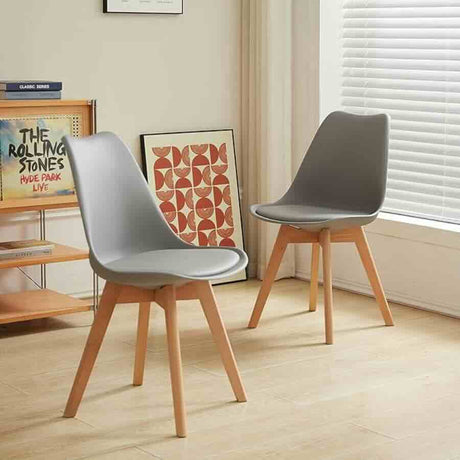 Kinsale Classic Dining Chair Set of 4 With PU Leather Cushion & Wooden Beech Legs