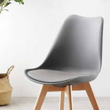 Minimalist-Grey-Plastic-Cushioned-Dining-Chair-Wooden-Beech-Legs