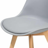 Minimalist-Grey-Plastic-Cushioned-Dining-Chair-Wooden-Beech-Legs