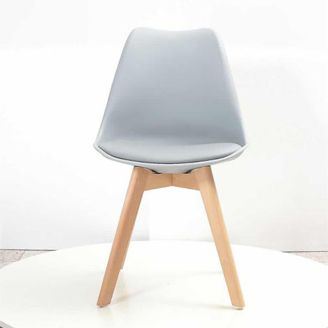 Minimalist-Grey-Plastic-Cushioned-Dining-Chair-Wooden-Beech-Legs