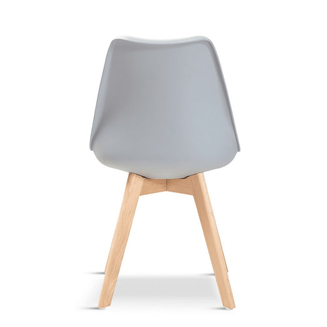 Minimalist-Grey-Plastic-Cushioned-Dining-Chair-Wooden-Beech-Legs