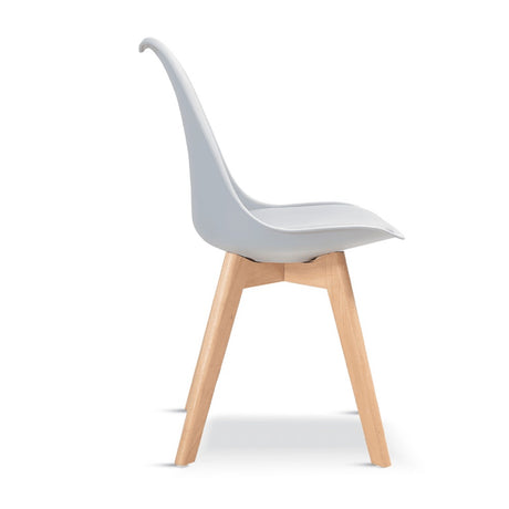 Minimalist-Grey-Plastic-Cushioned-Dining-Chair-Wooden-Beech-Legs