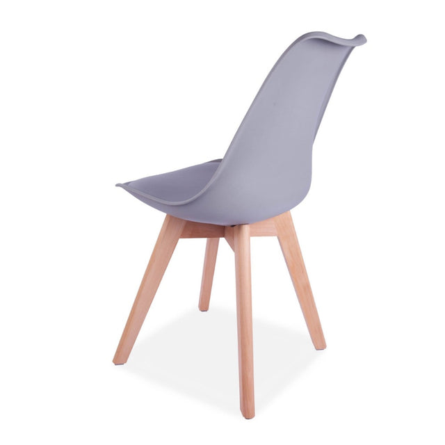 Minimalist-Grey-Plastic-Cushioned-Dining-Chair-Wooden-Beech-Legs