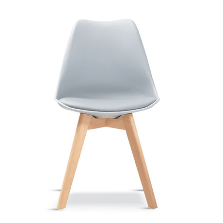 Minimalist-Grey-Plastic-Cushioned-Dining-Chair-Wooden-Beech-Legs