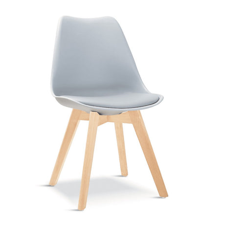 Minimalist-Grey-Plastic-Cushioned-Dining-Chair-Wooden-Beech-Legs