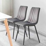 Minimalist-Grey-Velvet-Dining-Chair-Vertical-Stitching-Black-Metal-Legs-Set-of-2