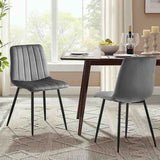 Minimalist-Grey-Velvet-Dining-Chair-Vertical-Stitching-Black-Metal-Legs-Set-of-2