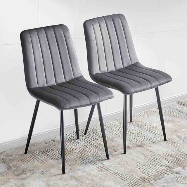 Minimalist-Grey-Velvet-Dining-Chair-Vertical-Stitching-Black-Metal-Legs-Set-of-2