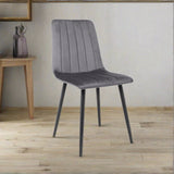 Minimalist-Grey-Velvet-Dining-Chair-Vertical-Stitching-Black-Metal-Legs-Set-of-2