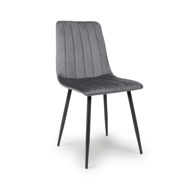 Minimalist-Grey-Velvet-Dining-Chair-Vertical-Stitching-Black-Metal-Legs