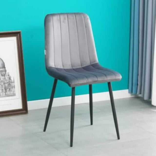 Minimalist-Grey-Velvet-Dining-Chair-Vertical-Stitching-Black-Metal-Legs-Set-of-2