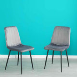 Minimalist-Grey-Velvet-Dining-Chair-Vertical-Stitching-Black-Metal-Legs-Set-of-2