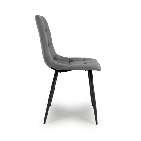 Minimalist-Grey-Velvet-Dining-Chair-Waffle-Back-Black-Dining-Legs