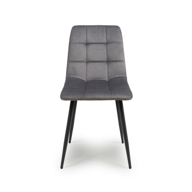 Minimalist-Grey-Velvet-Dining-Chair-Waffle-Back-Black-Dining-Legs-Set-of-2