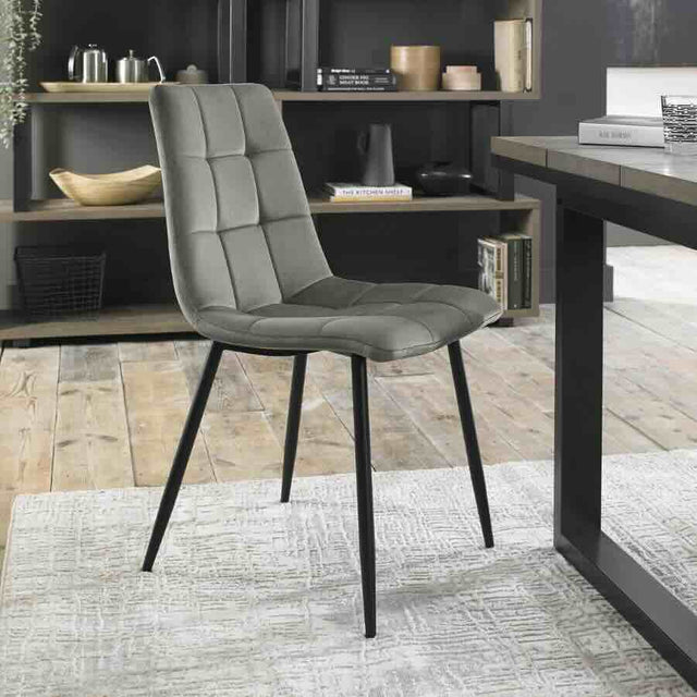 Minimalist-Grey-Velvet-Dining-Chair-Waffle-Back-Black-Dining-Legs-Set-of-4