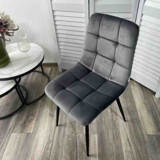 Minimalist-Grey-Velvet-Dining-Chair-Waffle-Back-Black-Dining-Legs-Set-of-4